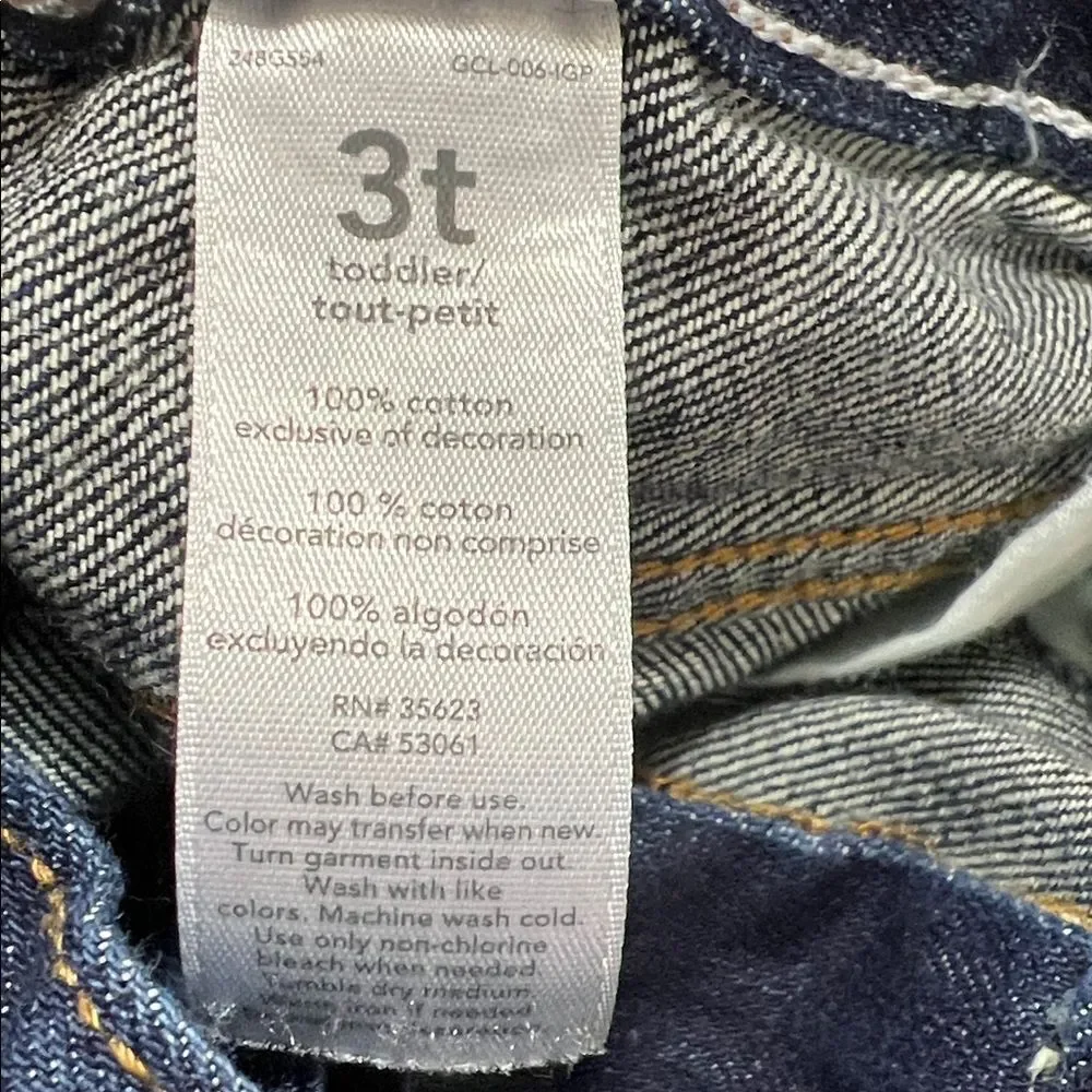 Carter’s dark blue denim straight leg jeans adjustable waist size 3T